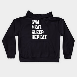 GYM MEAT SLEEP REPEAT CARNIVORE STENCIL ATHLETIC SPORT STYLE Kids Hoodie